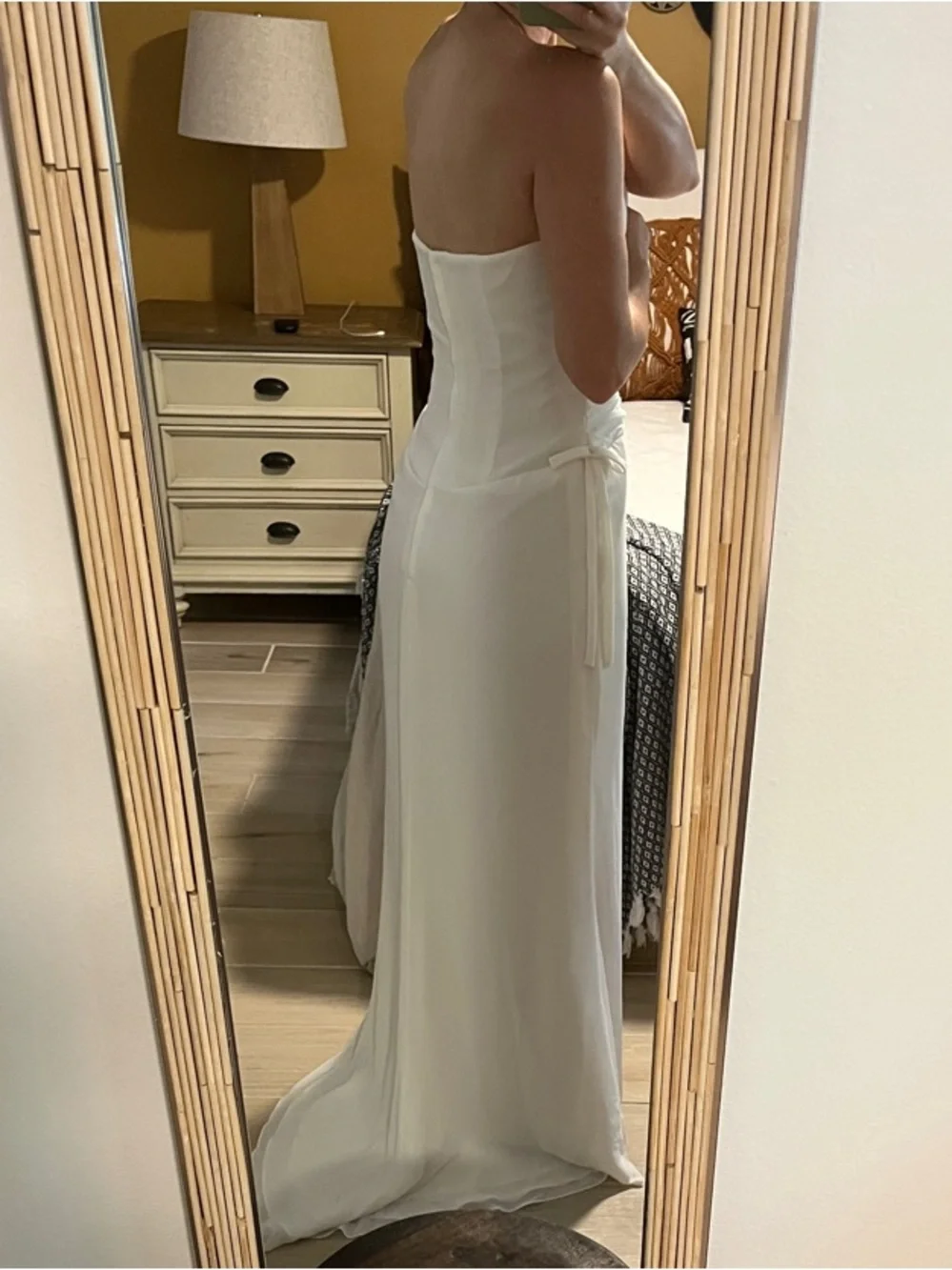 Strapless White Simple Ruched Bodice Wedding Dress or Evening Dress